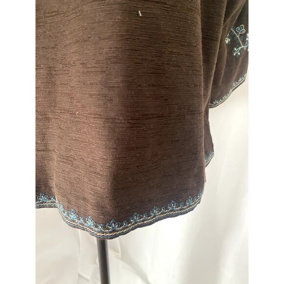 Silk Land Woman Brown Blue Beige Button Front Blazer Size 2x - Picture 10 of 11